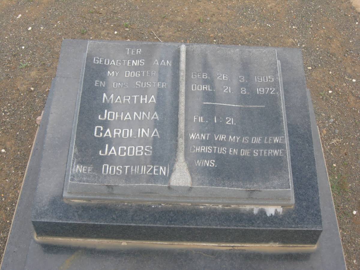 JACOBS Christoffel Jacobus 1895-1966 &amp; Martha Johanna Carolina OOSTHUIZEN 1905-1972
