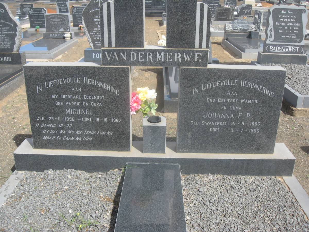 MERWE Michael, van der 1896-1967 &amp; Johanna F.P. SWANEPOEL 1896-1986
