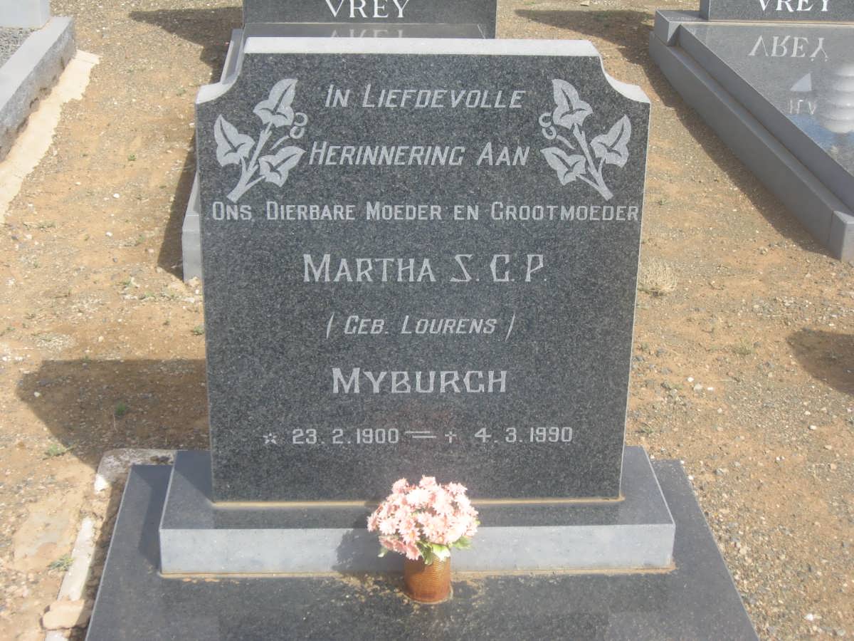 MYBURGH Pieter Abraham 1897-1975 &amp; Martha S.C.P. LOURENS 1900-1990