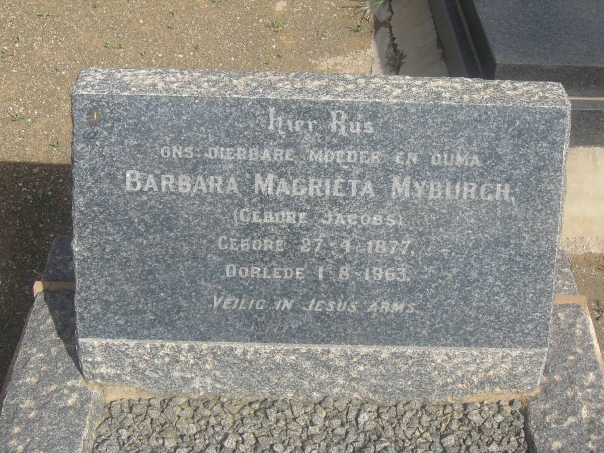 MYBURGH Jacobus Abraham 1877-1954 &amp; Barbara Magrieta JACOBS 1877-1963