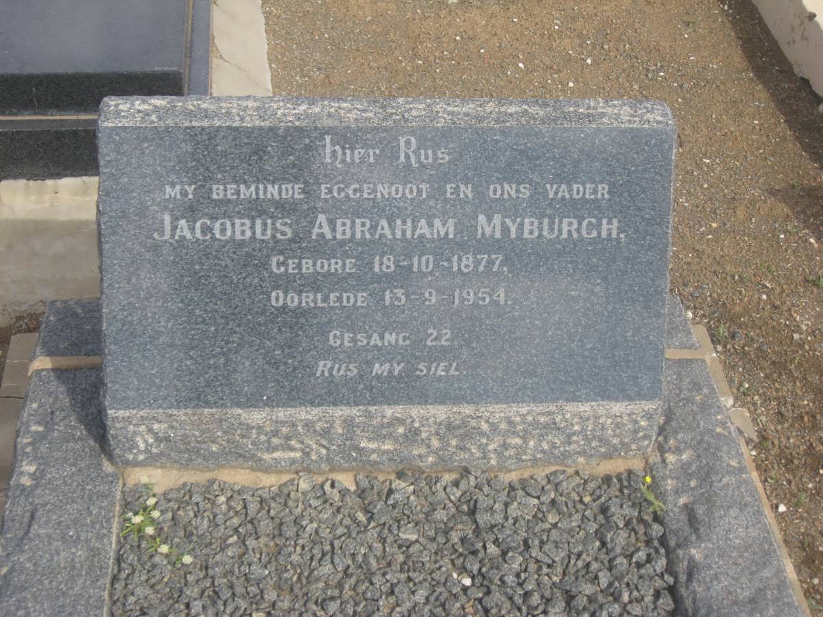 MYBURGH Jacobus Abraham 1877-1954 &amp; Barbara Magrieta JACOBS 1877-1963