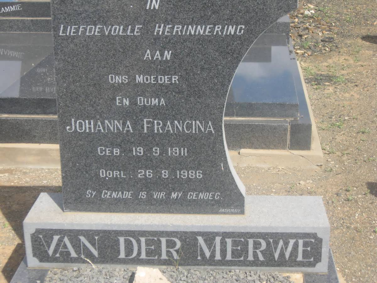 MERWE Charl David, van der 1910-1974 &amp; Johanna Francina 1911-1986