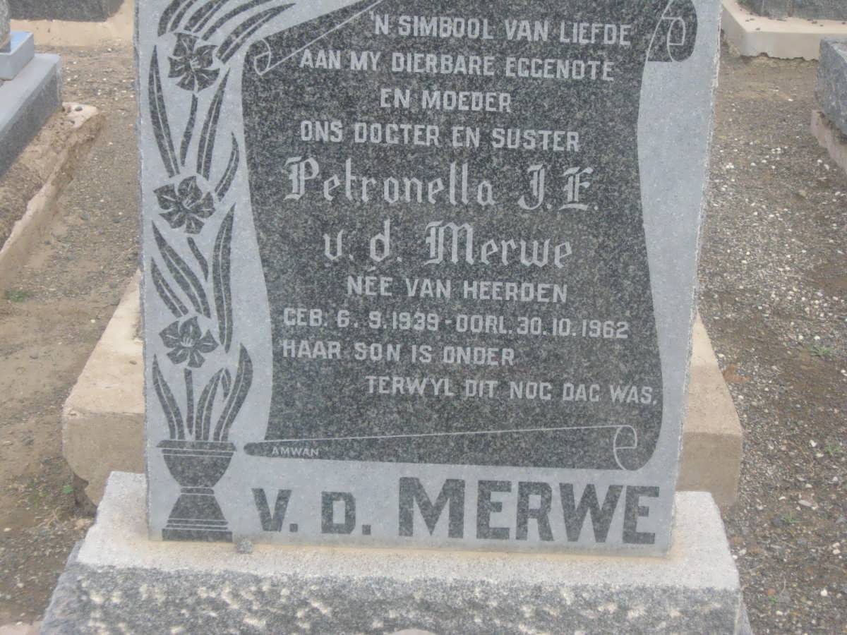 MERWE Petronella J.F., v.d. nee VAN HEERDEN 1939-1962