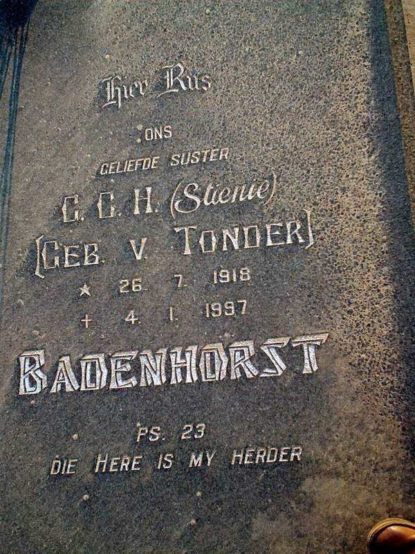 BADENHORST G.C.H. geb VAN TONDER 1918-1997