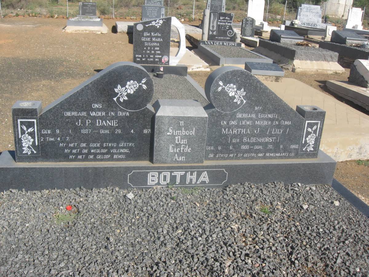 BOTHA J.P. 1887-1971 &amp; Martha J. BADENHORST 1900-1960