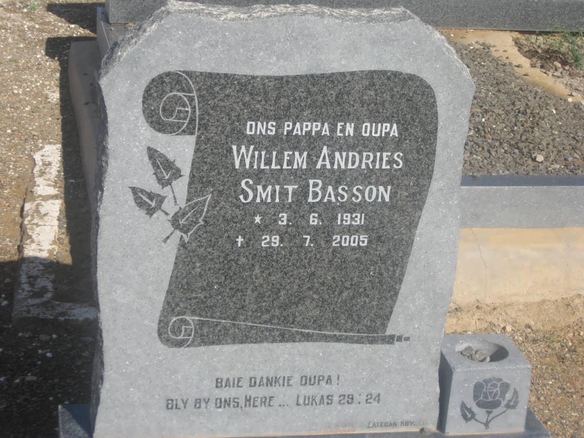 BASSON Willem Andries Smit 1931-2005 &amp; Hester Elizabeth LIEBENBERG 1934-1994