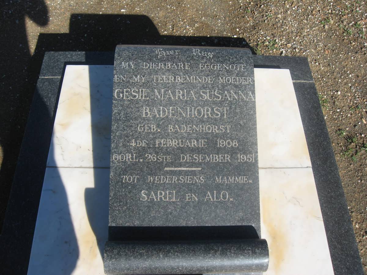 BADENHORST Gesie Maria Susanna nee BADENHORST 1908-1951