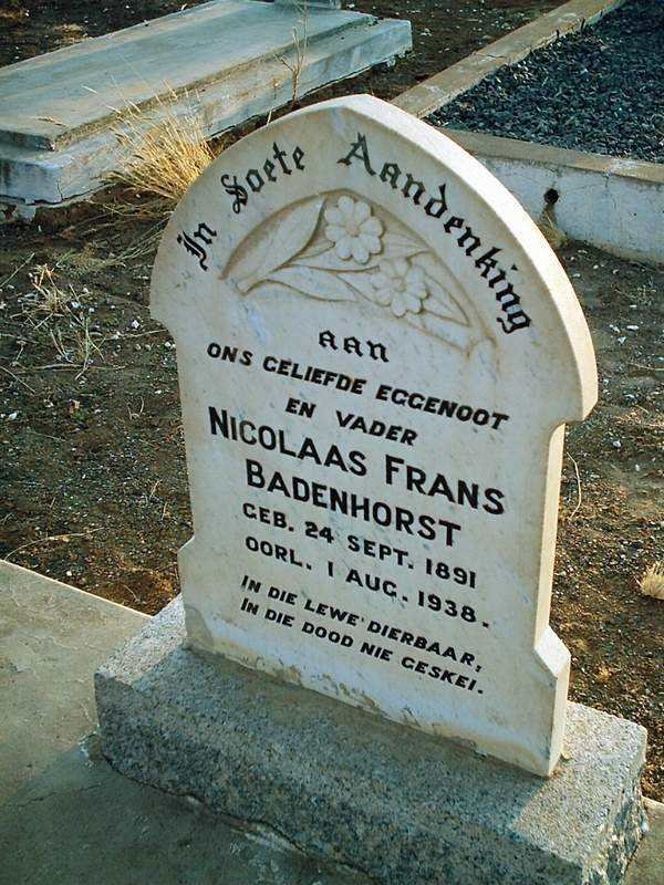 BADENHORST Nicolaas Frans 1891-1938