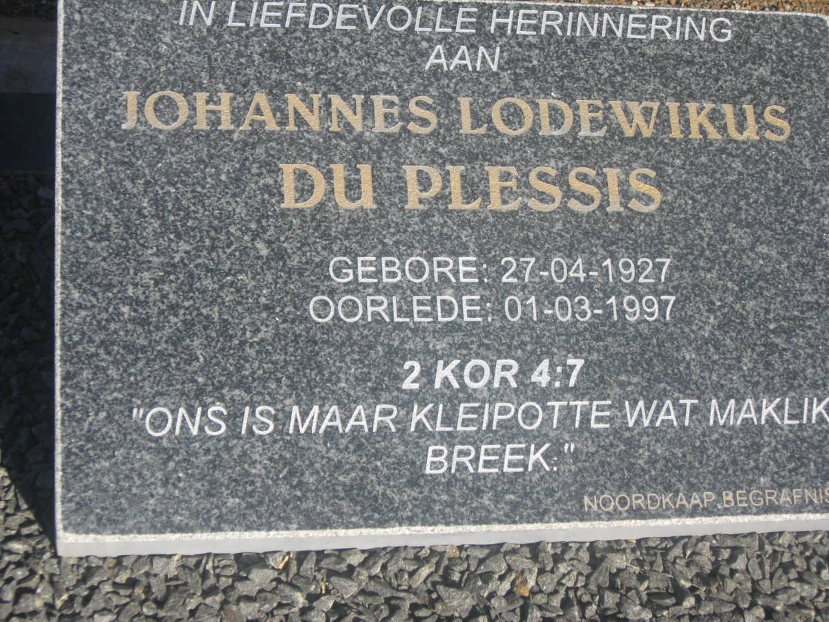 PLESSIS Johannes Lodewikus, du 1927-1997