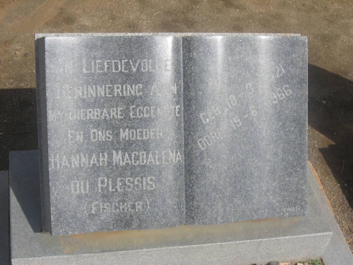 PLESSIS Hannah Magdalena, du nee FISCHER 1921-1966