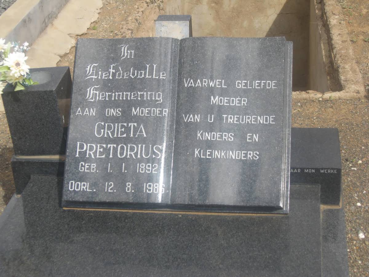 PRETORIUS Grieta 1892-1986