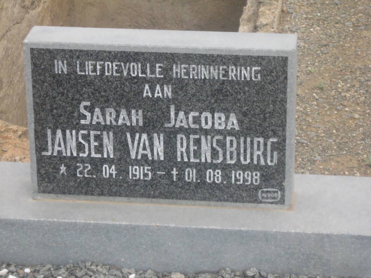 RENSBURG Sarah Jacoba, Jansen van 1915-1998