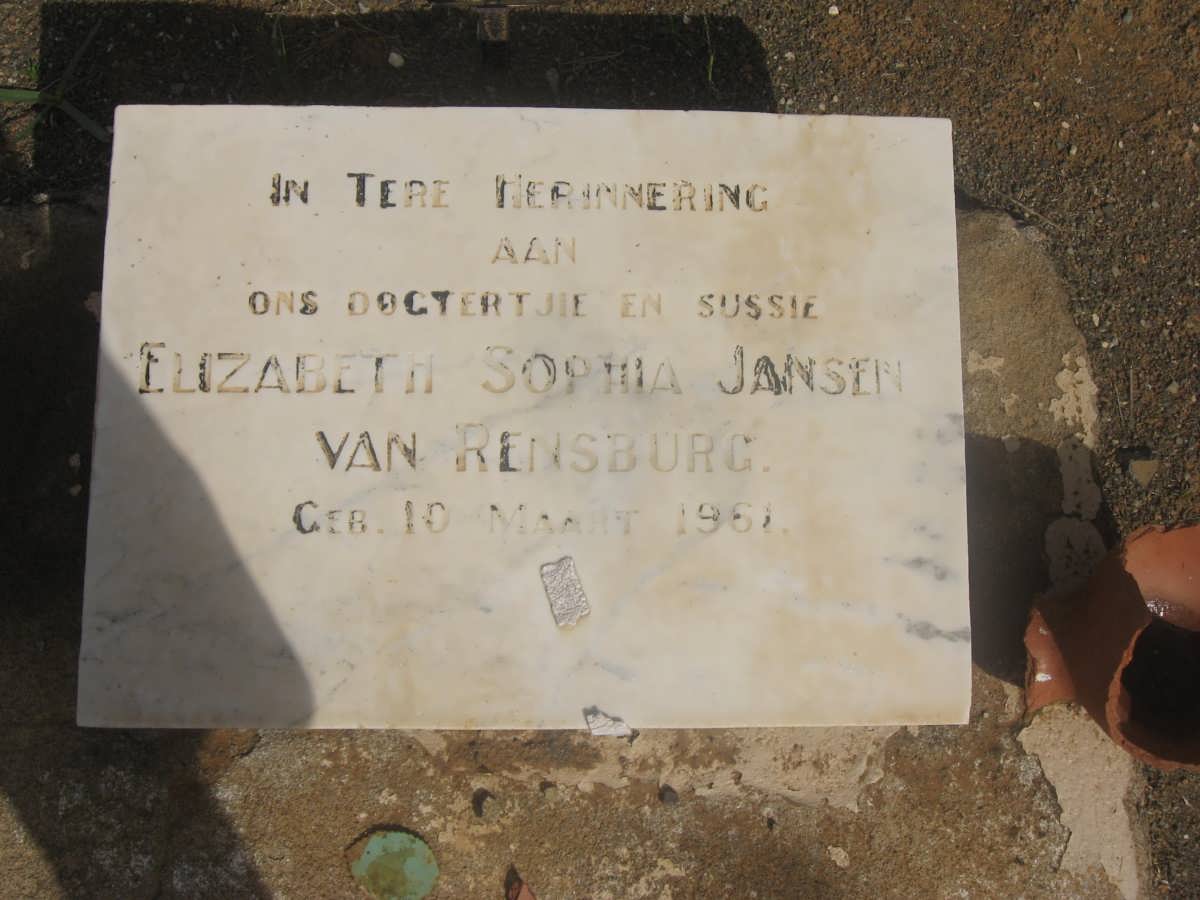 RENSBURG Elizabeth Sophia, Jansen van 1961-