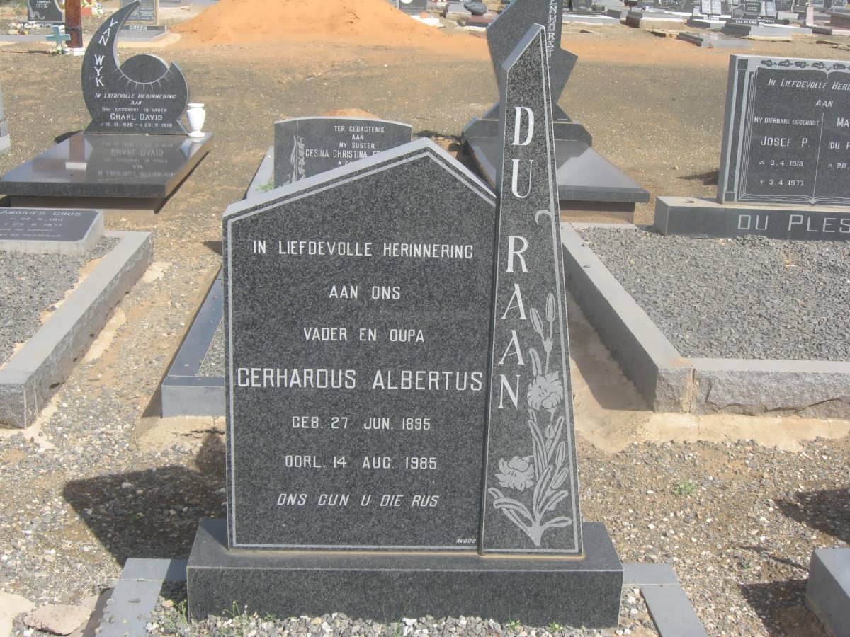 RAAN Gerhardus Albertus, du 1895-1985 &amp; Catharina Margaretha MYBURGH 1895-1980