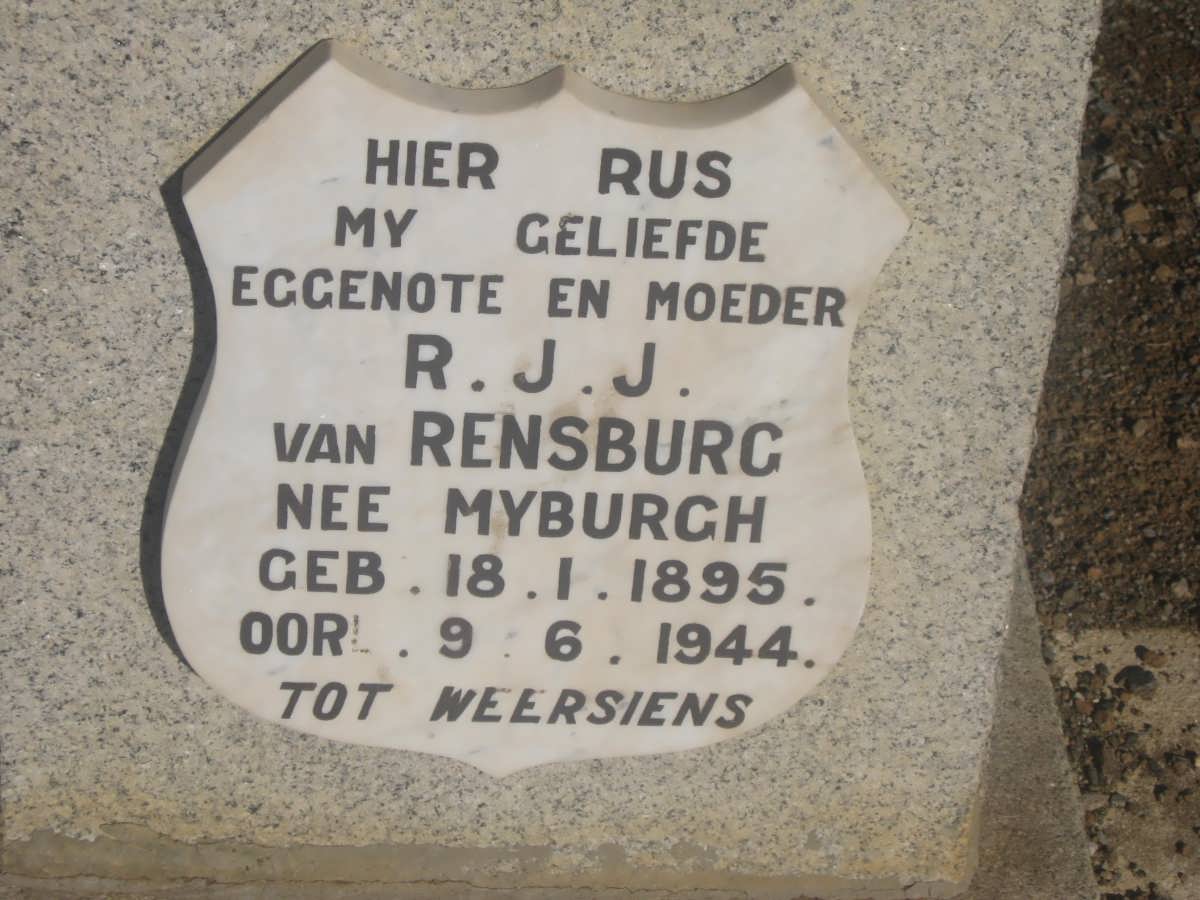 RENSBURG R.J., J. van nee MYBURGH 1895-1944