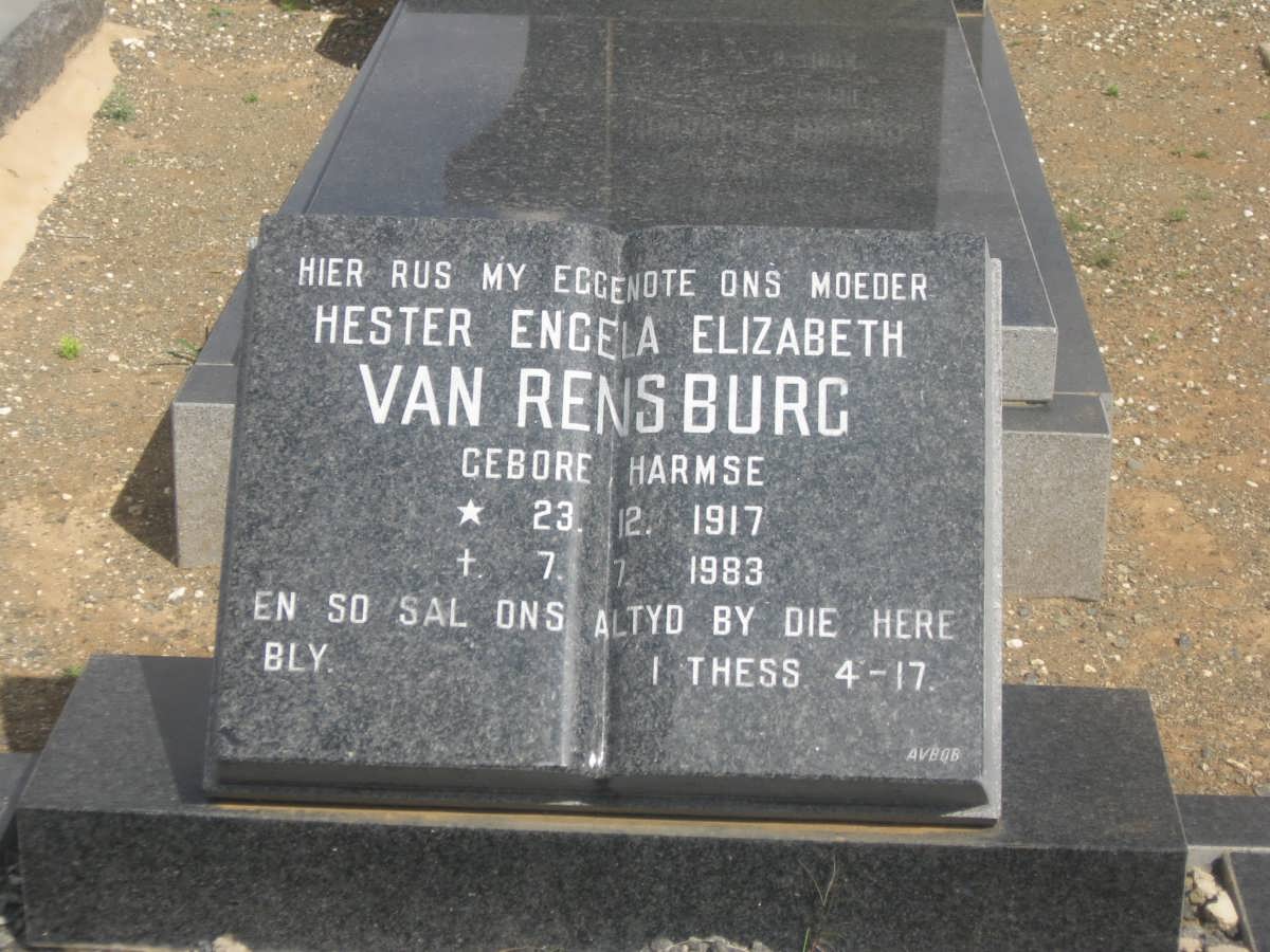 RENSBURG Hester Engela Elizabeth, van nee HARMSE 1917-1983