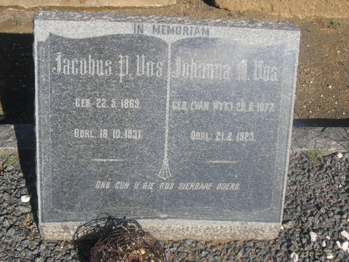 VOS Jacobus P. 1869-1931 &amp; Johanna M. VAN WYK 1877-1923