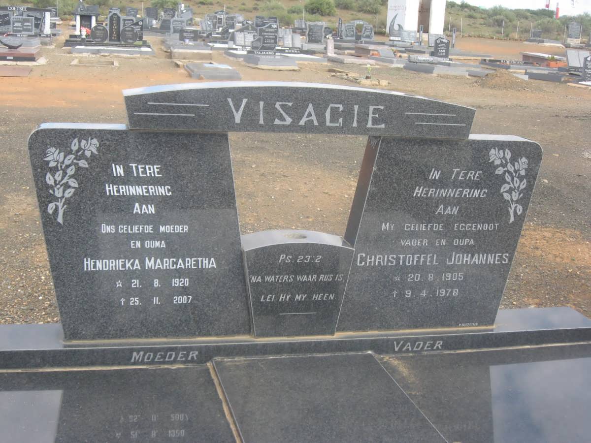 VISAGIE Christoffel Johannes 1905-1978 &amp; Hendrieka Margaretha 1920-2007