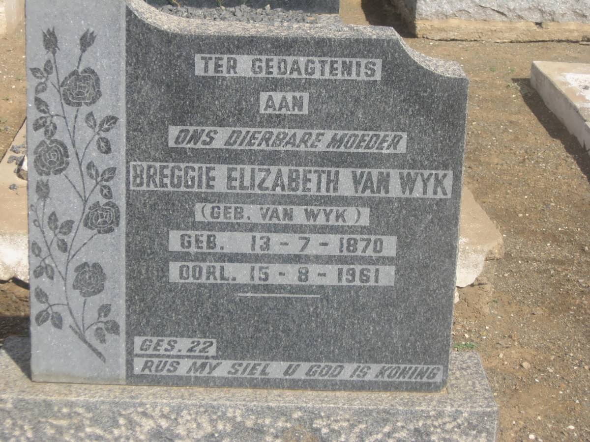 WYK Breggie Elizabeth, van nee van WYK 1870-1961