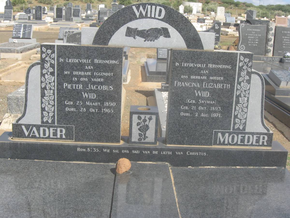 WIID Pieter Jacobus 1890-1965 &amp; Francina Elizabeth SNYMAN 1893-1971
