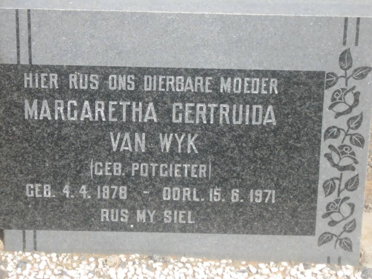 WYK Margaretha Gertruida, van nee POTGIETER 1878-1971