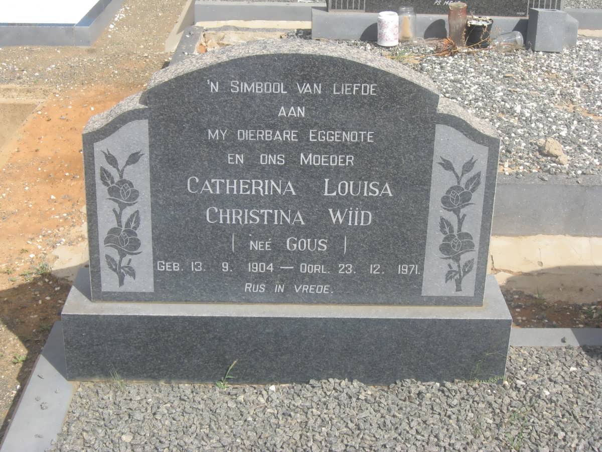WIID David Jacobus 1906-1982 &amp; Catherina Louisa Christina GOUS 1904-1971
