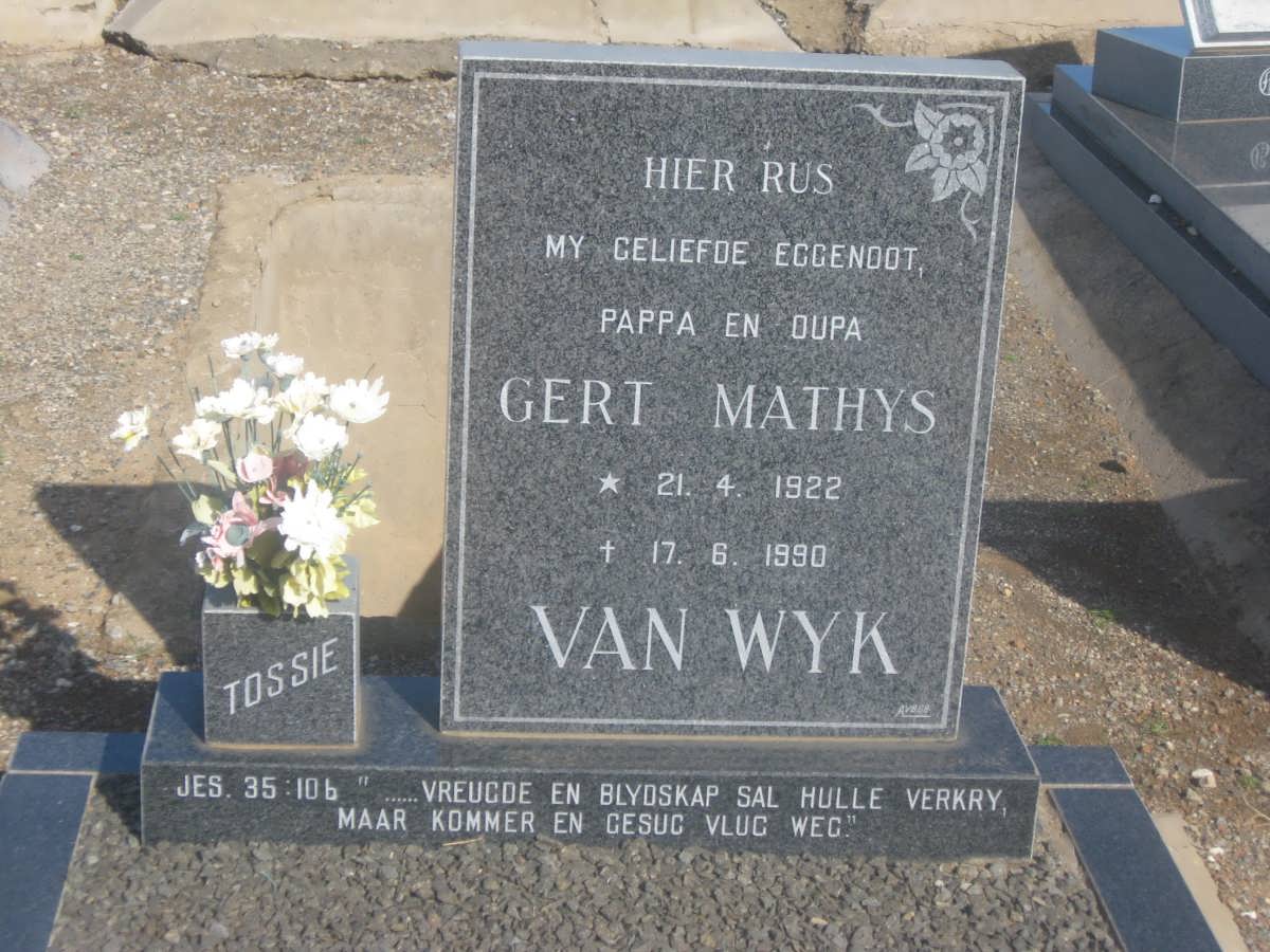 WYK Gert Mathys, van 1922-1990 &amp; Susanna Jacoba VISAGIE 1917-1996
