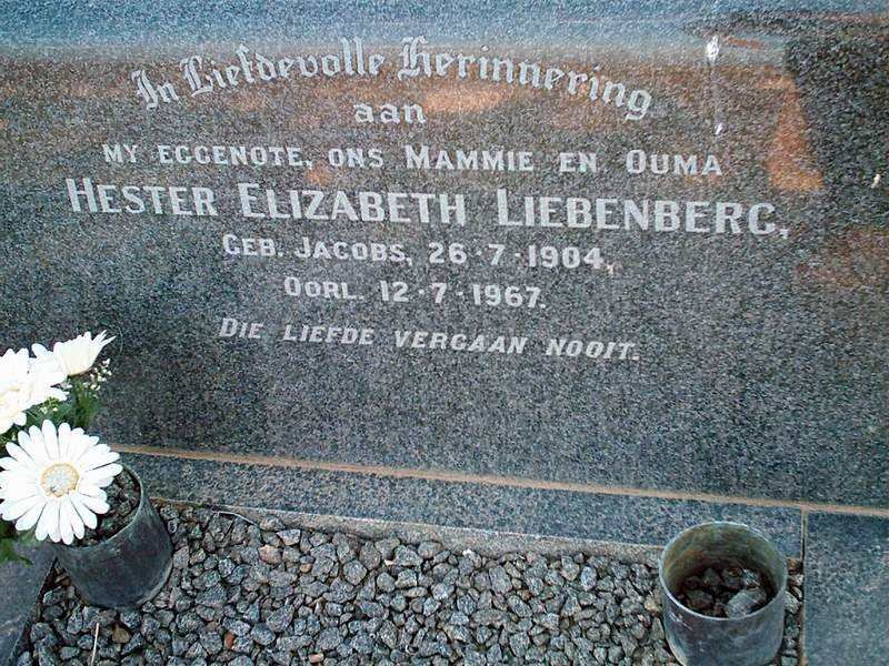LIEBENBERG Hester Elizabeth geb JACOBS 1904-1967