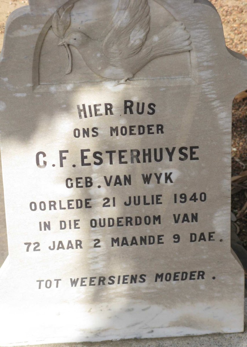 ESTERHUYSE C.F. nee VAN WYK -1940