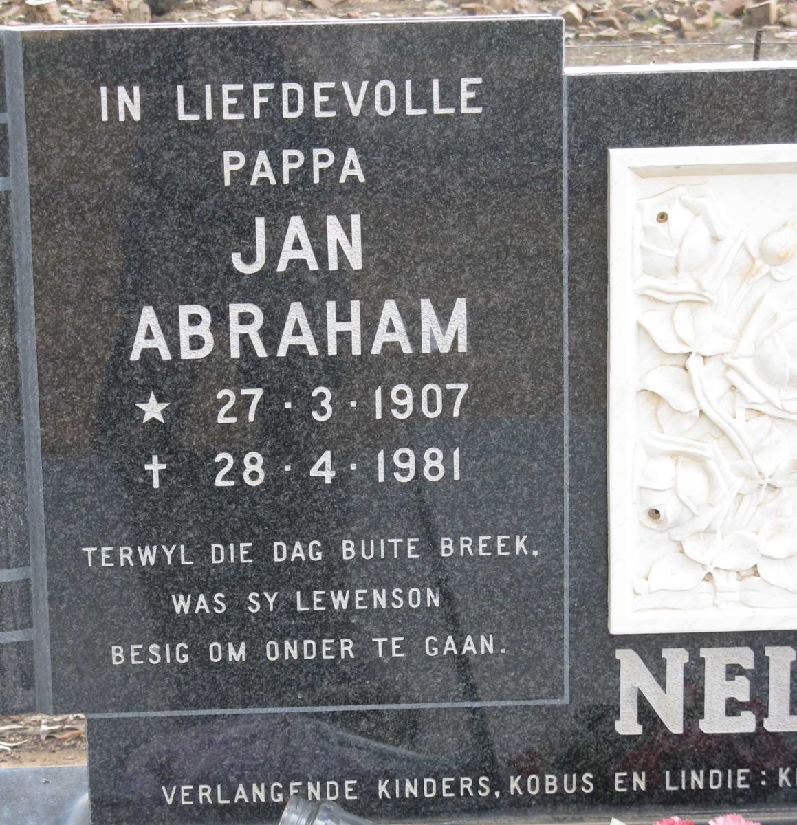 NEL Jan Abraham 1907-1981 &amp; Christina Elizabeth VISAGIE 1919-1997