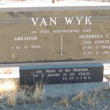 WYK Abraham, VAN 1900- &amp; Hendrina C.B. STADLER 1900-1981