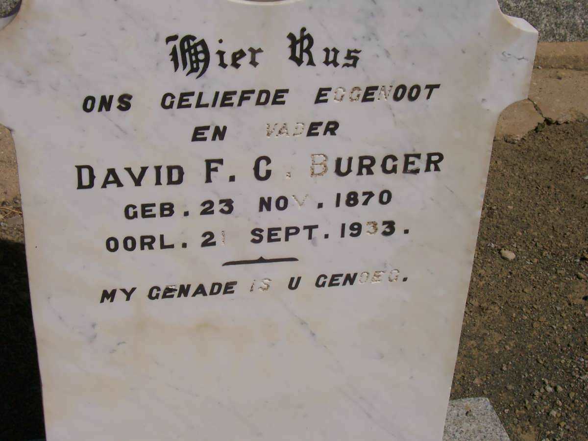 BURGER David F.C. 1870-1933