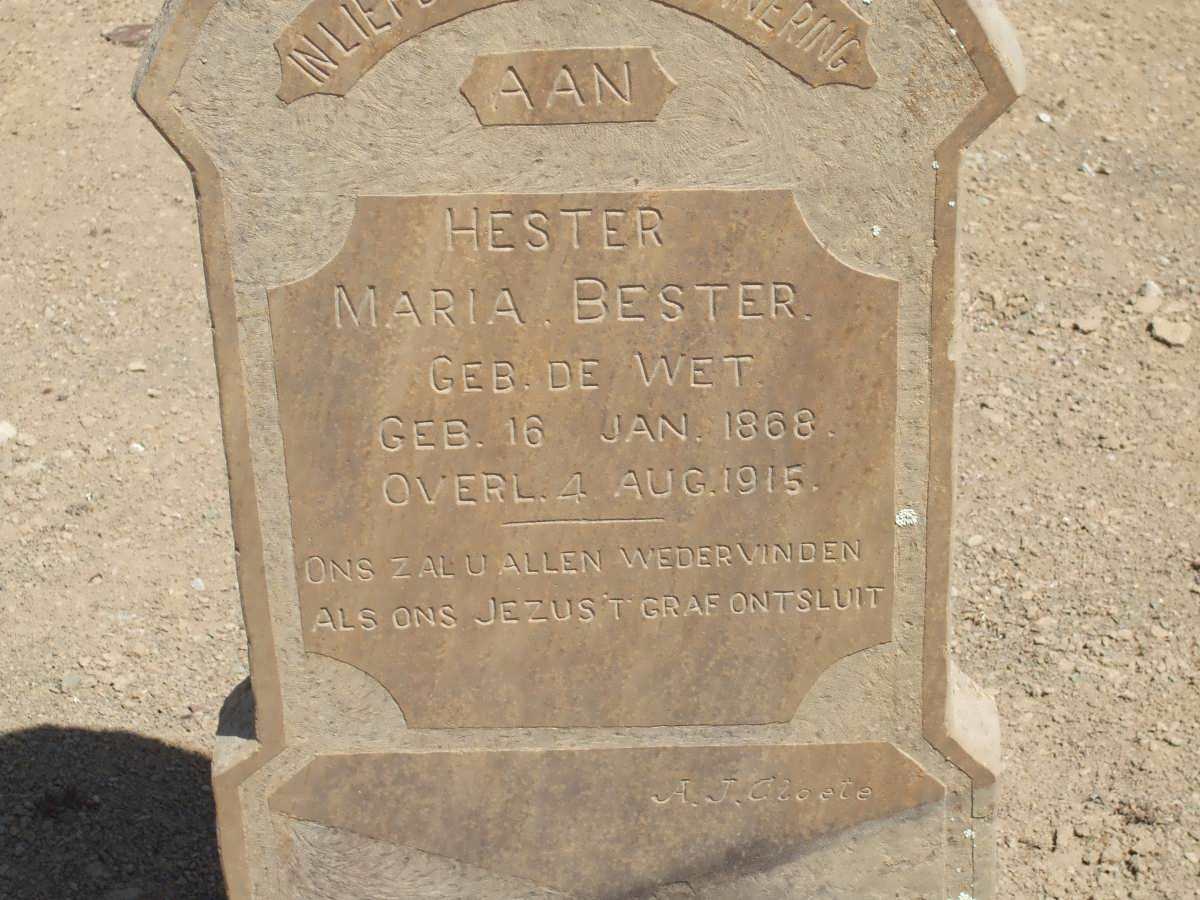 BESTER Hester Maria nee DE WET 1868-1915