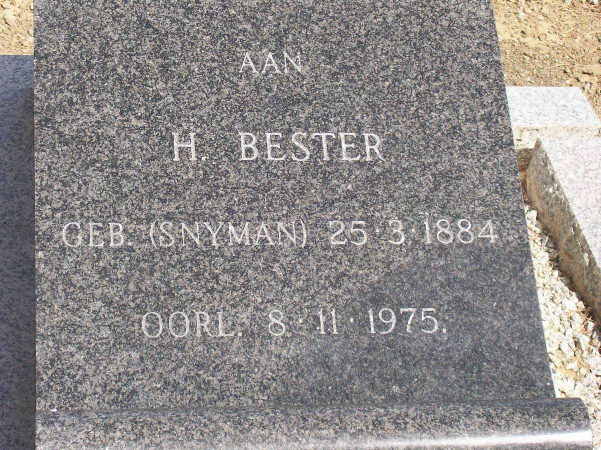 BESTER H. nee SNYMAN 1884-1975