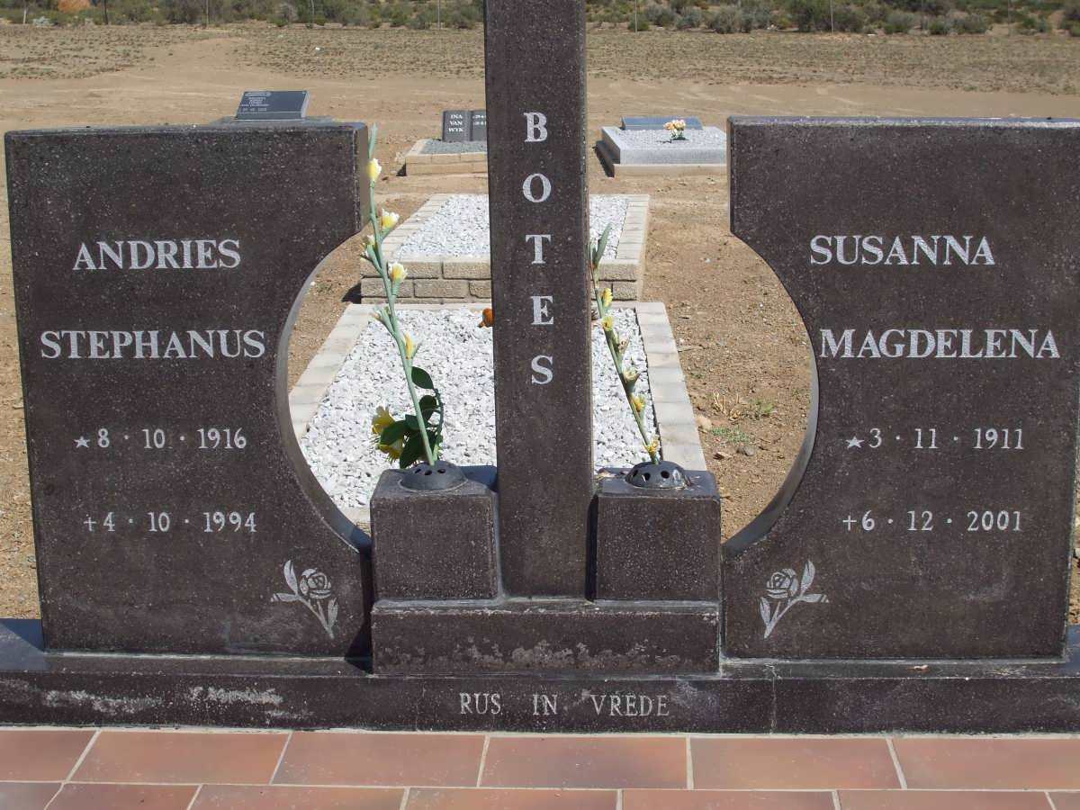 BOTES Andries Stephanus 1916-1994 &amp; Susanna Magdelena 1911-2001