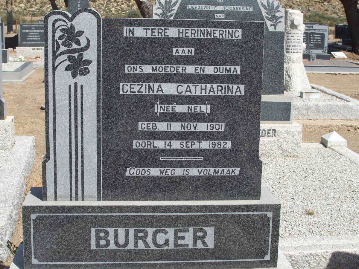 BURGER Gezina Catharina nee NEL 1901-1982