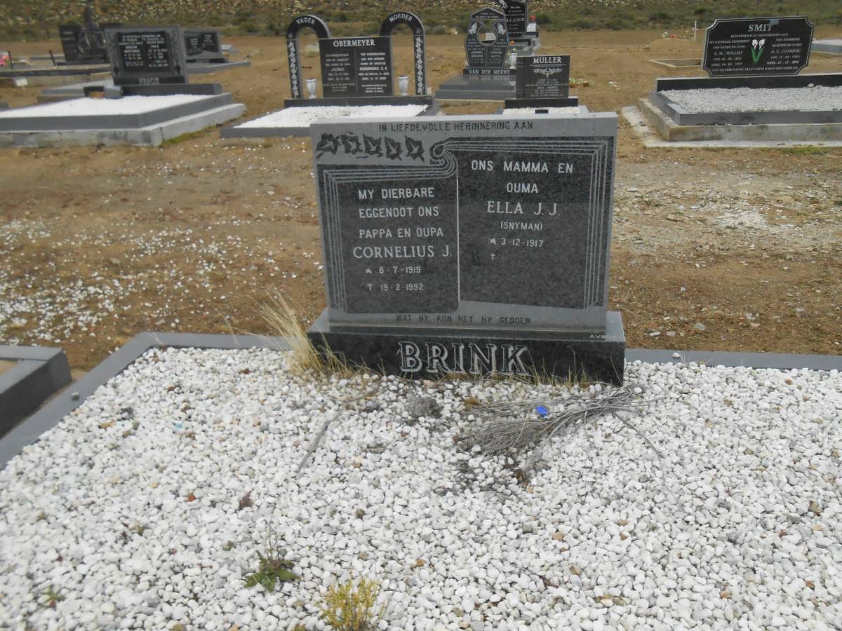 BRINK Cornelius J. 1919-1992 &amp; Ella J.J. SNYMAN 1917-