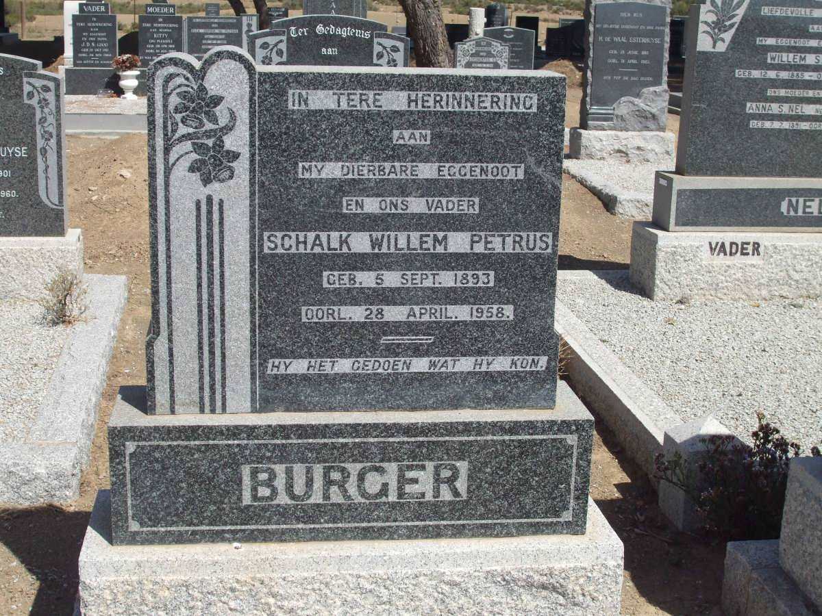 BURGER Schalk Willem Petrus 1893-1958