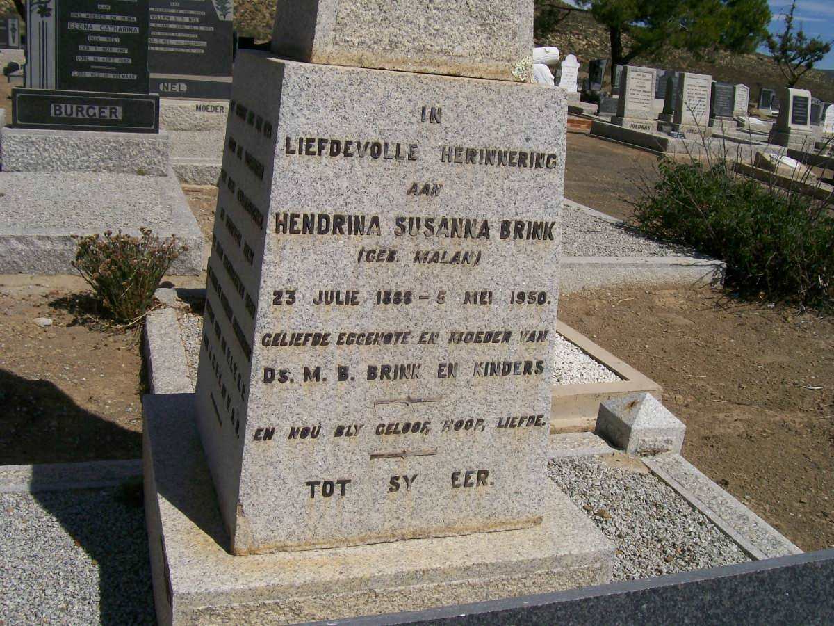 BRINK Hendrina Susanna nee MALAN 1888-1950