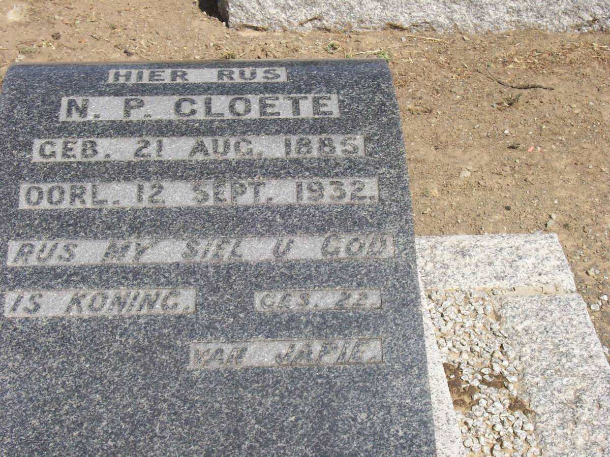 CLOETE N.P. 1885-1932