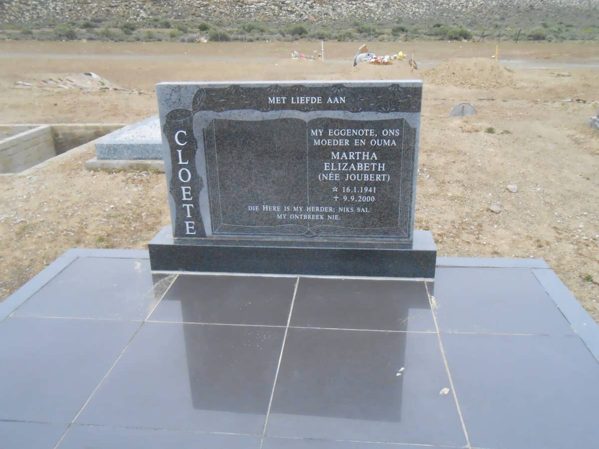 CLOETE Martha Elizabeth nee JOUBERT 1941-2000