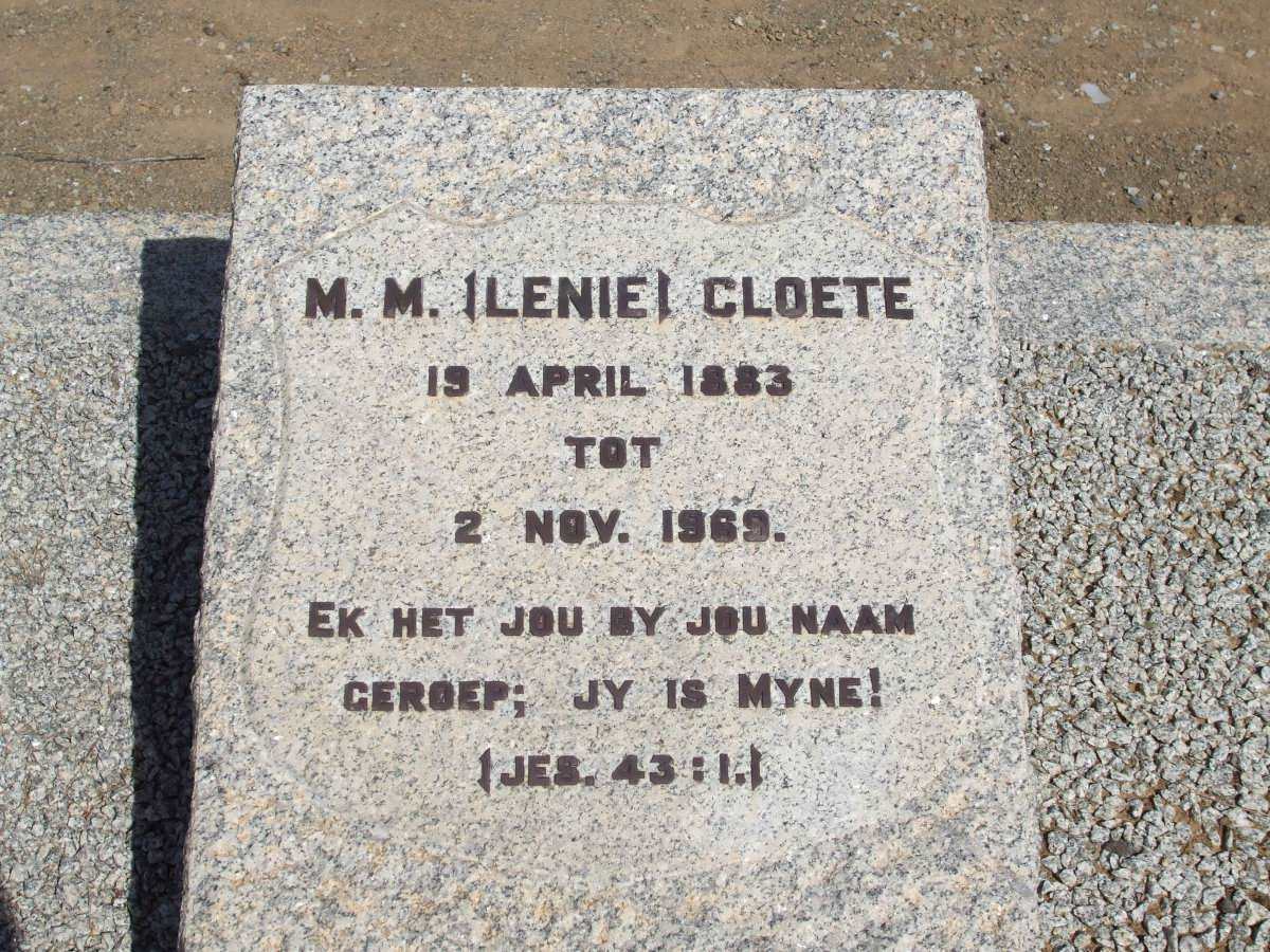 CLOETE M.M. 1883-1969