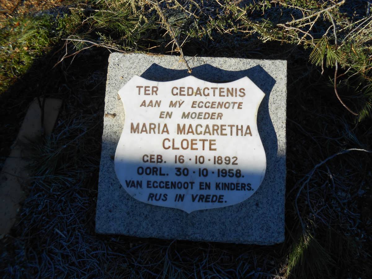 CLOETE Maria Magaretha 1892-1958