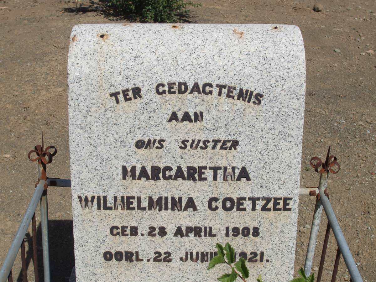 COETZEE Margaretha Wilhelmina 1908-1921