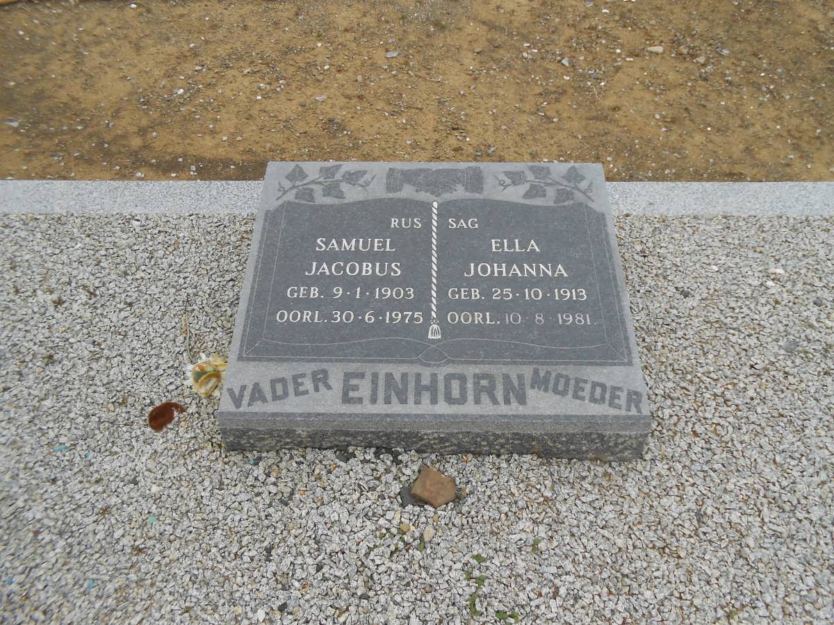 EINHORN Samuel Jacobus 1903-1975 &amp; Ella Johanna 1913-1981