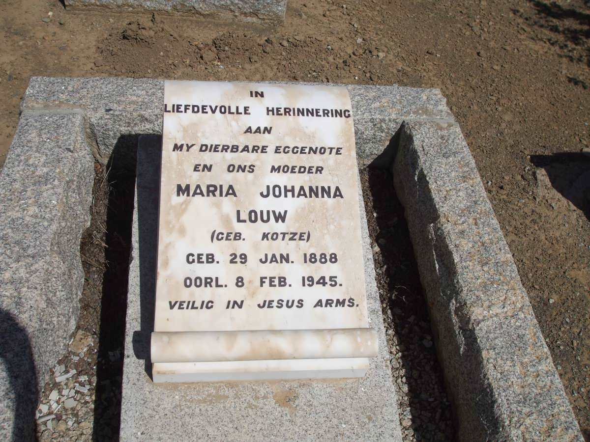 LOUW Maria Johanna nee KOTZE 1888-1945