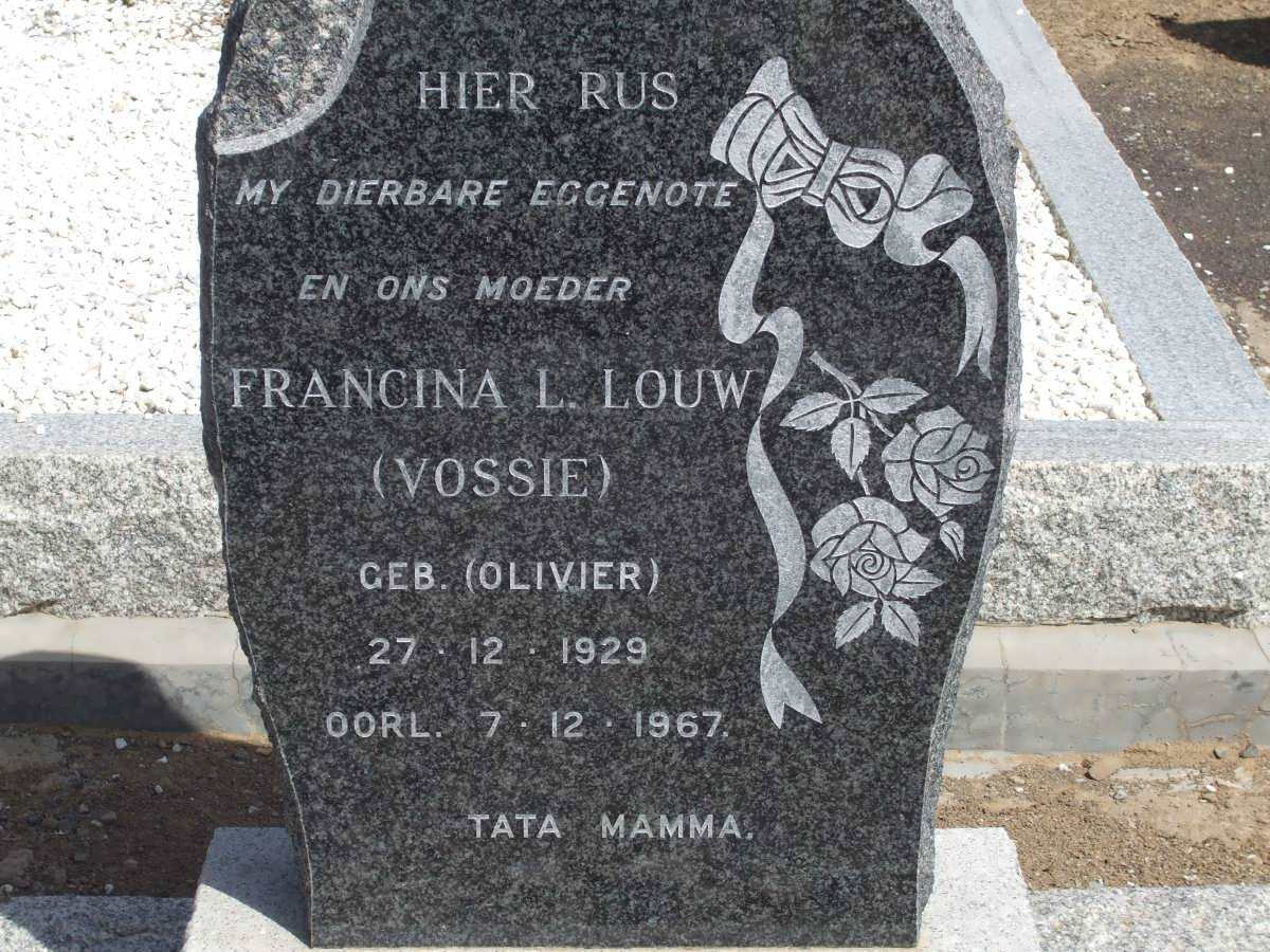 LOUW Francina L. nee OLIVIER 1929-1967