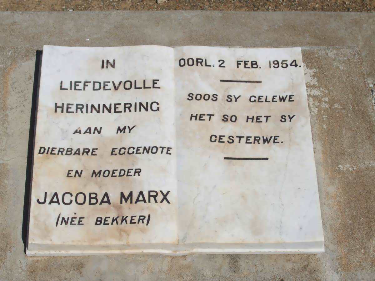 MARX Jacoba nee BEKKER -1954