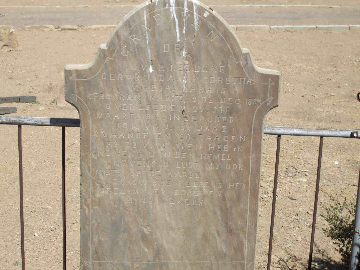 MARAIS Gertruida Mageretha Maria nee MARITZ 1889-1918