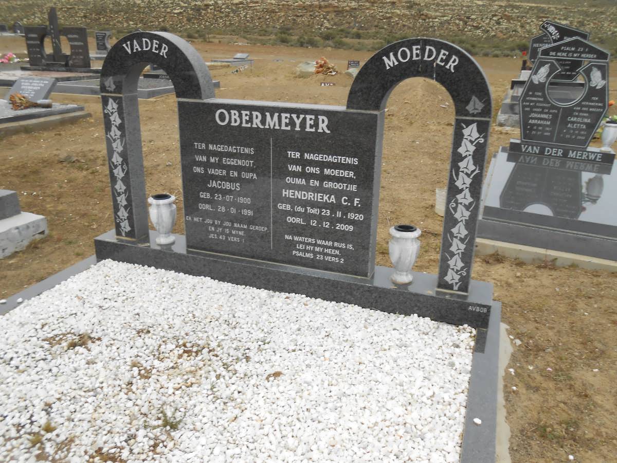 OBERMEYER Jacobus 1900-1991 &amp; Hendrieka C.F. DU TOIT 1920-2009